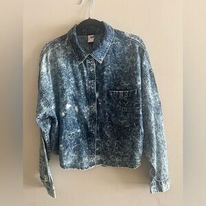 SO Acid Wash Denim Crop Shirt Size XL NWT